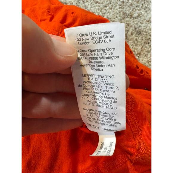 J. CREW sleeveless shirt/blouse,   size medium, Coral/Red with Islet lace ruffle - Picture 8 of 8